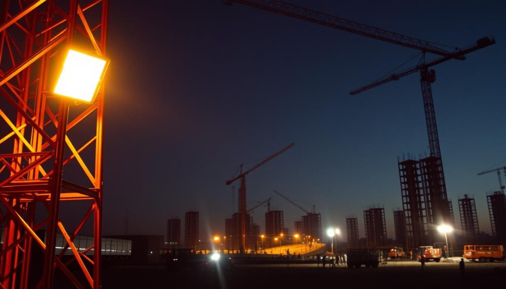 torre de iluminação em obras públicas